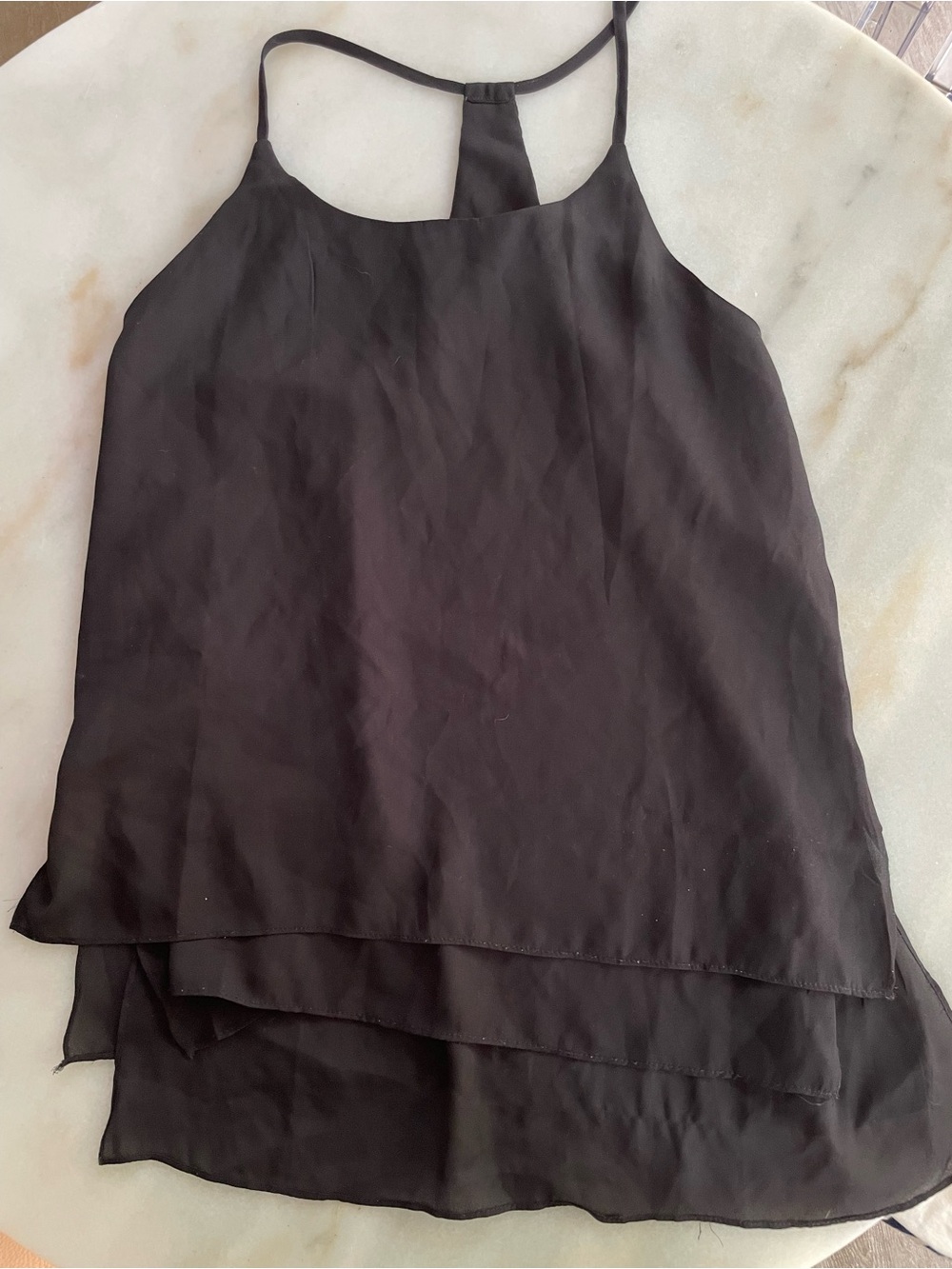 Rehab Black Chiffon Layered Tank size M